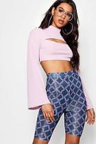 Boohoo Stefflon Don Rib Bell Sleeve Crop Top
