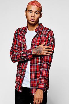Boohoo Check Shirt With Side Zip Detail