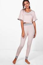 Boohoo Tall Anna Crop And Contrast Legging Lounge Set