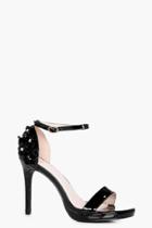 Boohoo Heidi Flower Embellished Two Part Heel Black