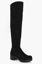 Boohoo Charlotte Cleated Over The Knee Boot Black