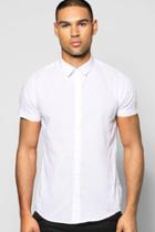 Boohoo Poly Cotton Short Sleeve Shirt White