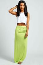 Boohoo Micha Ruched Side Jersey Maxi Skirt Lime