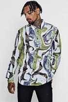 Boohoo Marble Print Long Sleeve Sheer Shirt