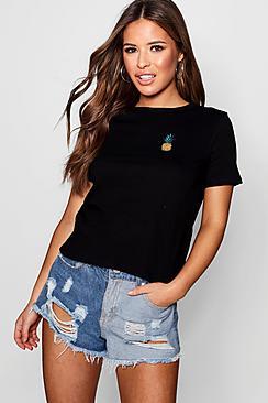 Boohoo Petite Pineapple Badge T-shirt