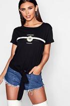 Boohoo Petite Lexi London 95 Knot Front Tee