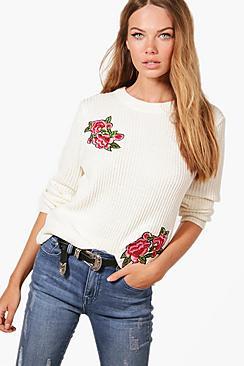 Boohoo Rosie Embroidered Jumper