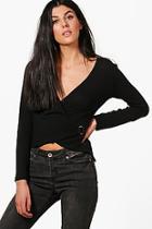 Boohoo Kaley Wrap Front D-ring Detail Knitted Top