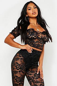 Boohoo Cup Detail Off The Shoulder Crop Top