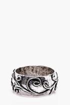 Boohoo Silver Leaf Etched Ring