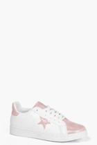 Boohoo Holly Star Detail Contrast Toe Trainer Pink