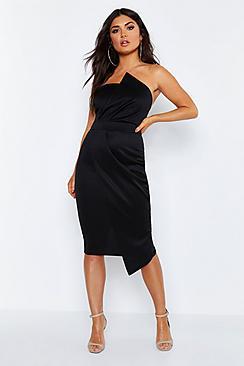 Boohoo Bandeau Wrap Detail Midi Dress