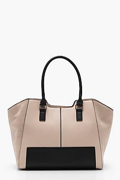Boohoo Ivy Colour Block Winged Tote