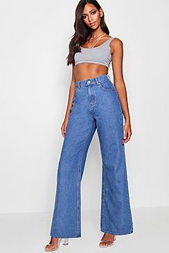 Boohoo Tamsin Stonewashed Rigid Wide Leg Jeans