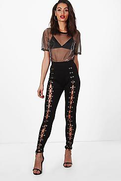Boohoo Kaya Premium Lace Up Front Leggings