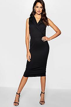 Boohoo Tall Beth Blazer Sleeveless Midi Dress