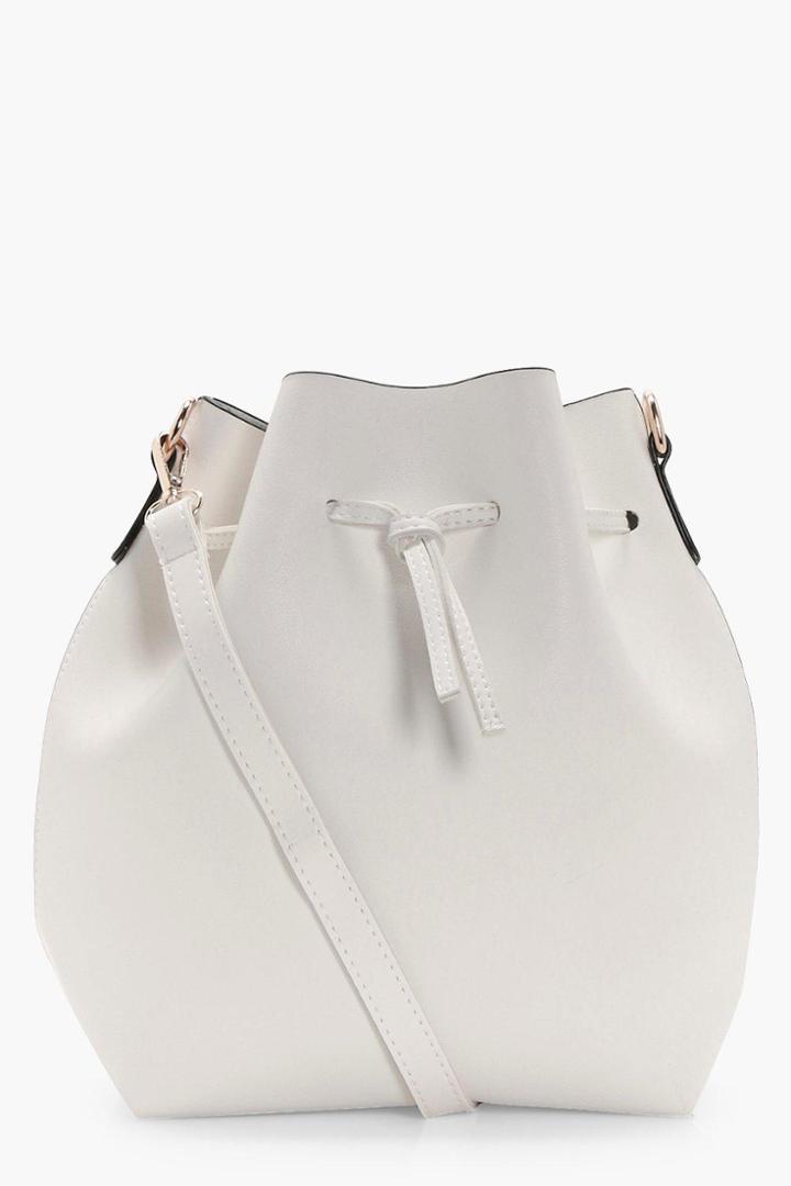 Boohoo Lillie Cross Body Duffle Bag White