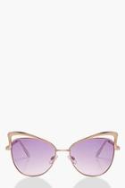 Boohoo Lucy Cut Out Cat Eye Lilac Lens Sunglasses