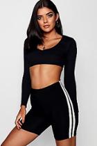 Boohoo Paige Riv Deep V Long Sleeve Crop