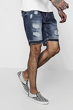 Boohoo Slim Fit Graffiti Print Denim Shorts