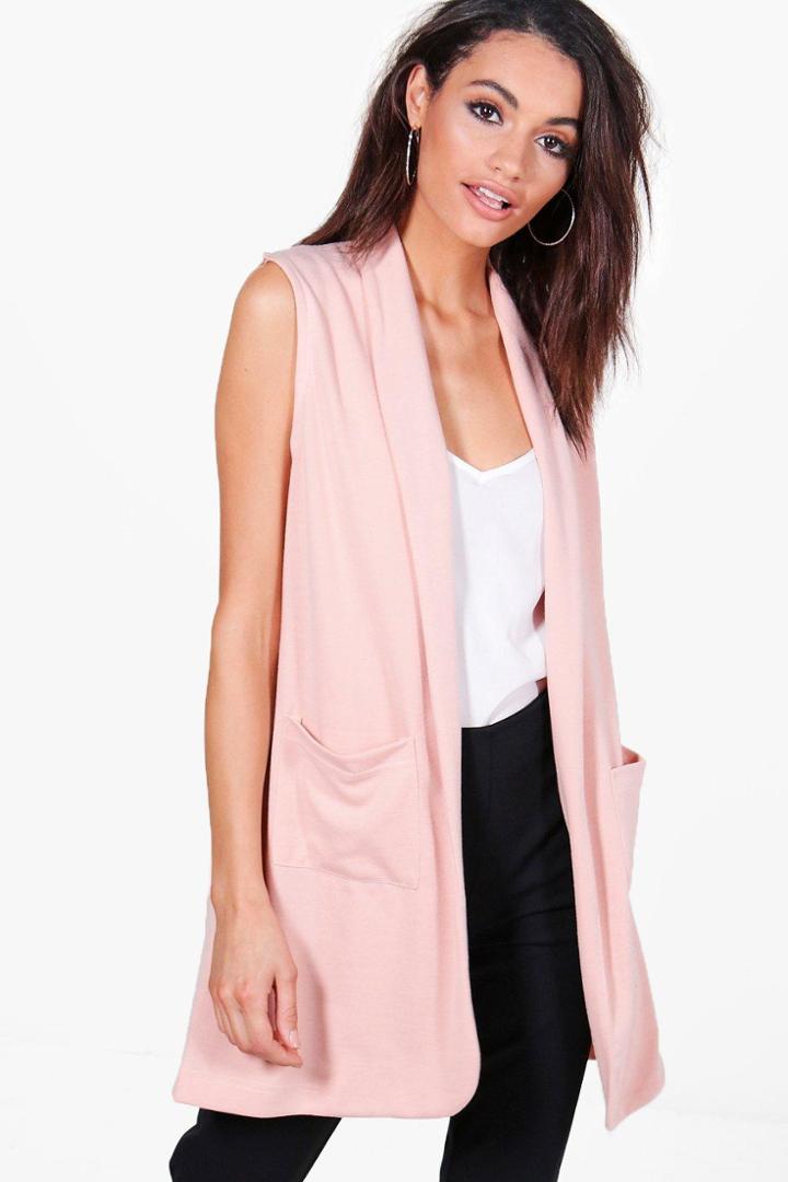 Boohoo Melissa Sleeveless Ponte Duster Nude
