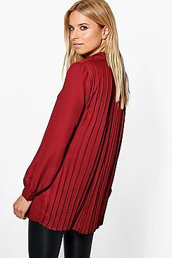 Boohoo Layla Pleat Back Long Sleeve Shirt