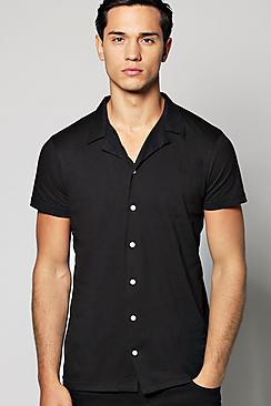 Boohoo Short Sleeve Revere Collar Jersey Shirt