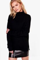 Boohoo Colette High Neck Slouchy Jumper Black