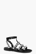 Boohoo Anna Oversized Stud 3 Band Sandal
