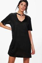 Boohoo Olivia D-ring Plunge Neck T-shirt Dress