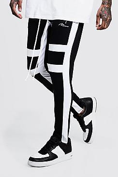 Boohoo Man Signature Tricot Panelled Skinny Fit Jogger