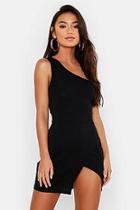 Boohoo Petite Slinky One Shoulder Split Mini Dress