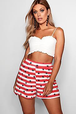 Boohoo Plus Tara Star & Stripe Flippy Short