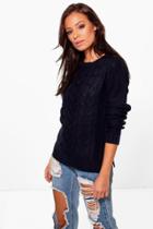 Boohoo Daisy Cable Jumper Navy