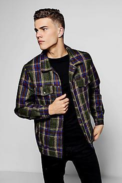 Boohoo Check Wool Look Trucker Jacket
