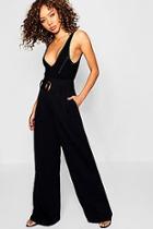Boohoo Tort Shell Belted Woven Wide Leg Trouser