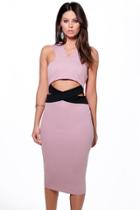 Boohoo Ashley Contrast Cross Panel Midi Dress Violet