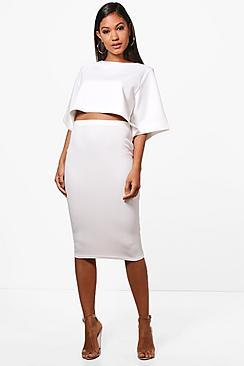 Boohoo Lexi Boxy Crop & Midi Skirt Co-ord Set