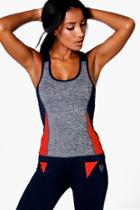 Boohoo Bella Performance Contrast Panel Running Tank Top Red