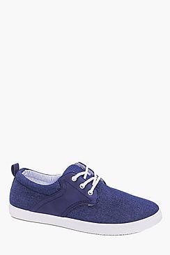 Boohoo Lace Up Chambray Plimsolls