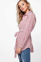 Boohoo Tilly Tie Striped Shirt