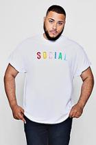 Boohoo Big And Tall Rainbow Embroidered Social T-shirt
