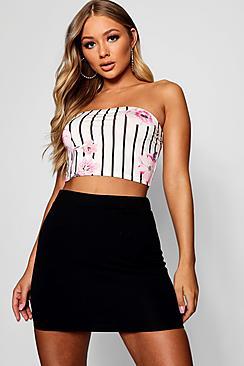Boohoo Floral Stripe Longline Bandeau