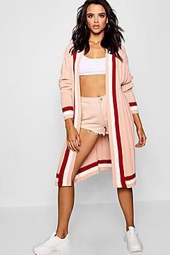Boohoo Naomi Contrast Stripe Chunky Cardigan