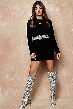 Boohoo Crew Neck Sweater Dress