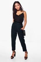 Boohoo Arlie Tonal Check Slim Fit Woven Trousers Multi