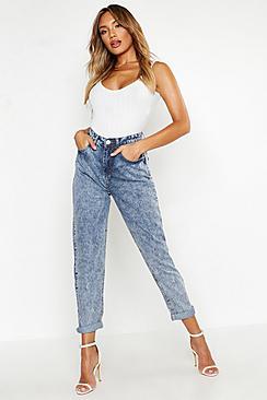 Boohoo High Rise Acid Wash Boyfriend Jeans