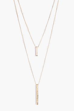 Boohoo Olivia Double Bar Layered Necklace