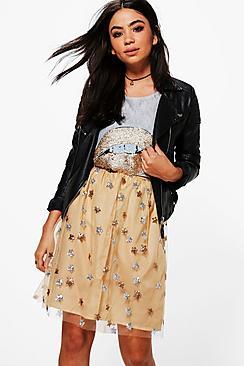 Boohoo Savannah Embellished Sequin Star Skirt
