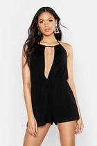 Boohoo Tall Halterneck Jersey Playsuit